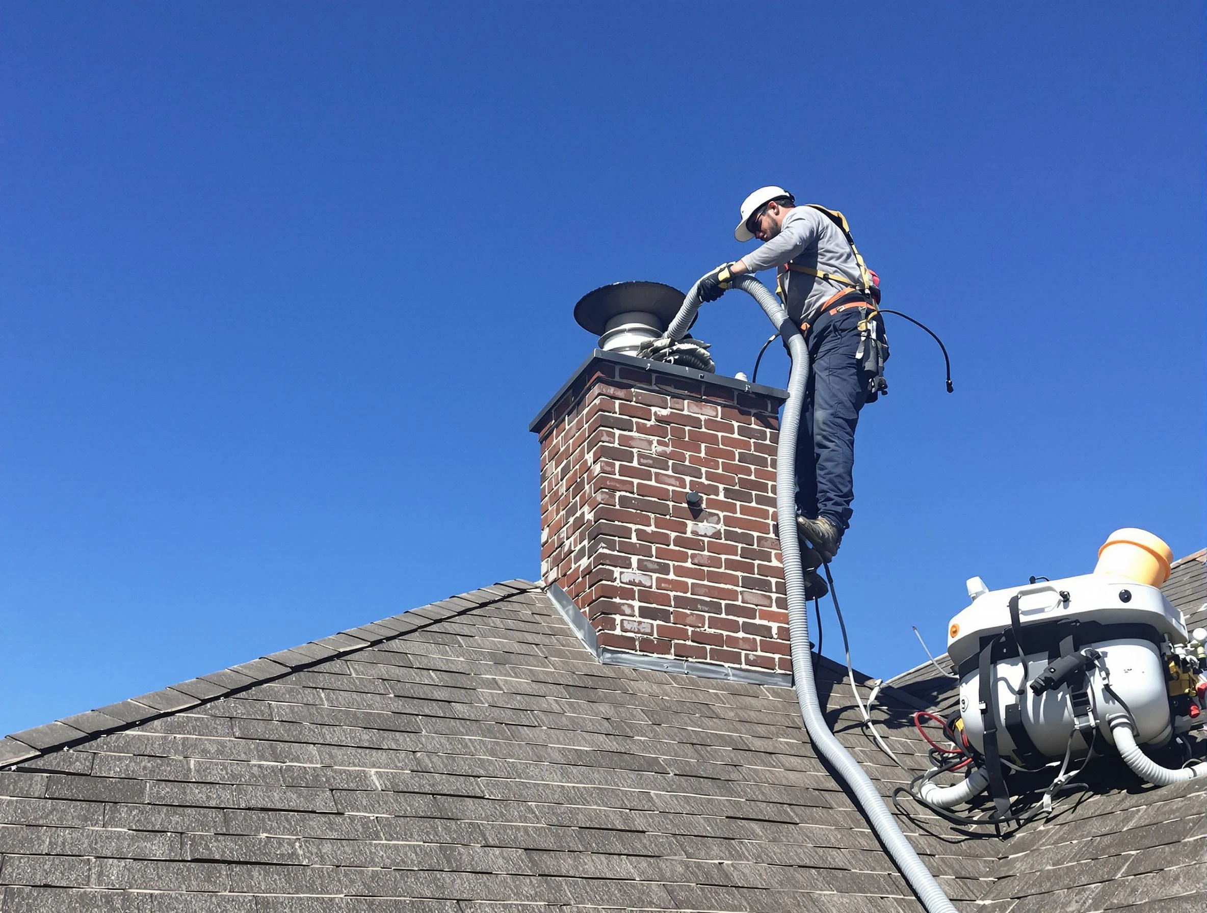 Dedicated South Valley Chimney Sweep team member cleaning a chimney in South Valley, NM